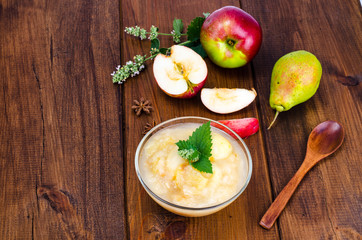 Jam from ripe apples and pears