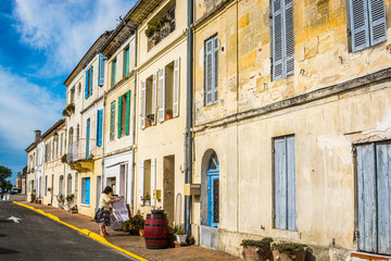 Fototapeta na wymiar Bourg sur Gironde, France - October 24, 2013. Traditional french houses