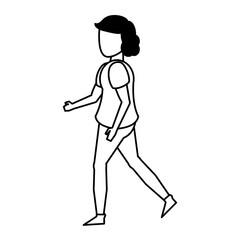 young woman without face cartoon in black and white