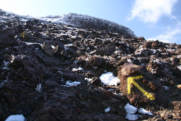 阿蘇山最高峰　厳冬期の高岳　登山