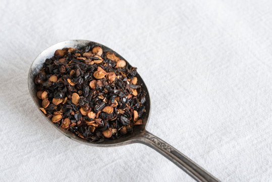 Chipotle Pepper Flakes on a Vintage Spoon