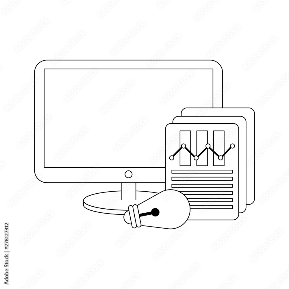 Canvas Prints computer screen technology hardware cartoon in black and white