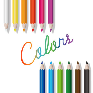 Colored pencils and Cursive text
