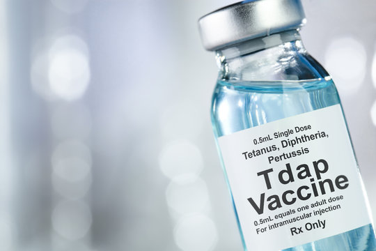 Small drug vial with Tdap vaccine