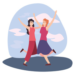 women happy young people characters