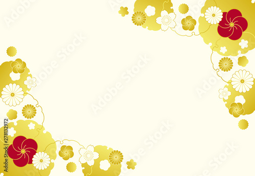 和柄 背景素材 年賀状 金色 Background Poster Backgrou Mono
