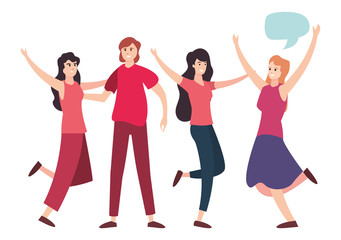 Obraz premium happy young people group character talk bubble