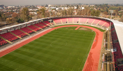 Aerial view of stadium Aerial cityscape. Top view