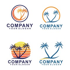 summer tree palm logo icon vector template