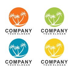 summer tree palm logo icon vector template