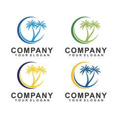 summer tree palm logo icon vector template