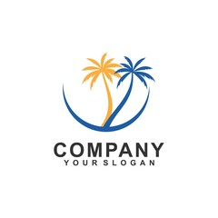 summer tree palm logo icon vector template