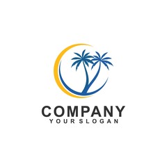 Obraz premium summer tree palm logo icon vector template