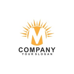 sun logo template design vector, rise, yellow