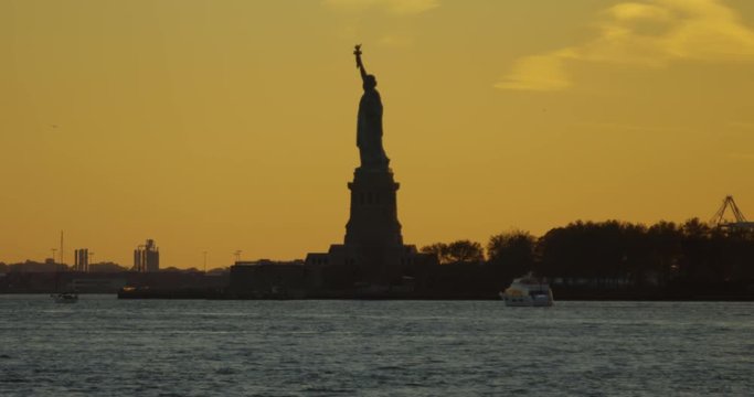 Famous Impressive New York Statue of Liberty On Iconic Hudson River In Beautiful New York City