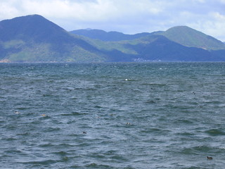 琵琶湖と山の風景