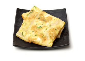 chinese pancake on white background