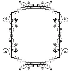 Vintage invitation card with black flowers, isolated on a white background. Vector