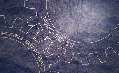 Project and management text on the mechanism of gears. Communication concept in industrial design. Modern brochure design template