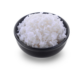 rice in bowl isolated on white background