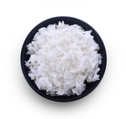 rice in bowl isolated on white background