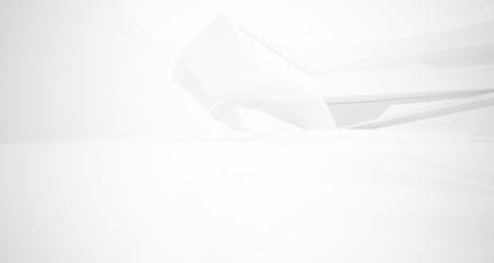 Abstract white minimalistic architectural interior with window. 3D illustration and rendering.