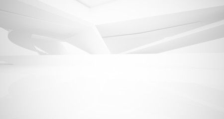 Abstract white minimalistic architectural interior with window. 3D illustration and rendering.