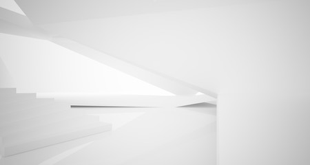 Abstract white minimalistic architectural interior with window. 3D illustration and rendering.