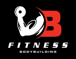 Letter B Logo With barbell. Fitness Gym logo. Love fitness logo template. fitness vector logo design for gym and fitness.
