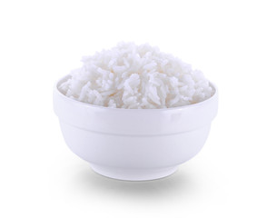 rice in bowl isolated on white background