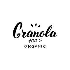 Granola typography logo design. Trendy lettering style text. Logotype for package, sticker, label. Vector eps 10.