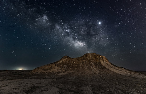 Mud Volcano in the starry night