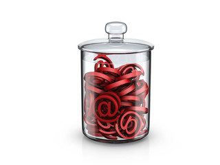 Glass jar with email symbols copy