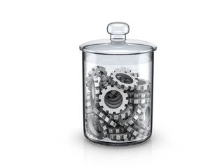 Glass jar with gear symbols copy