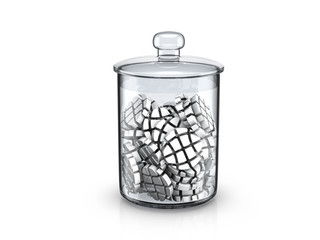 Glass jar with globe symbols copy