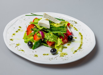Greek Salad With Feta Cheese And Black Olives