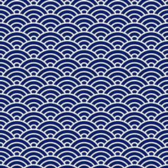 Ancient japanese pattern, Water wave circle style, Fish scale, Seamless pattern background.