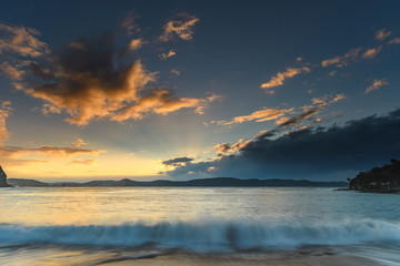 Fototapeta premium High Tide Swells Up Sunrise Seascape