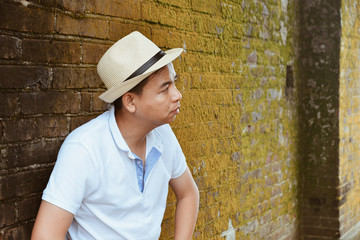 A young man traveler at old town