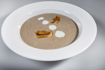 Mushroom Cream Soup With Dots Of Sour Cream