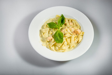 Fettuccine With Salmon In Creamy Sauce