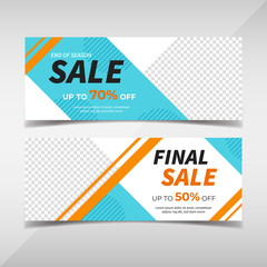 Sale banner collection. Banner template for fashion sale, business promotion with geometric shapes and space for your image. Vol.104