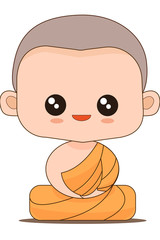 Buddhist Monk cartoon, illustration