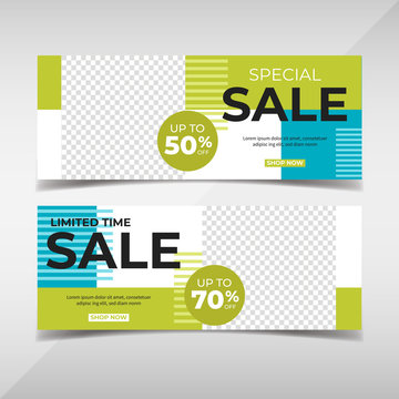 Sale banner collection. Banner template for fashion sale, business promotion with geometric shapes and space for your image. Vol.101