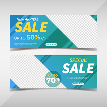 Sale banner collection. Banner template for fashion sale, business promotion with geometric shapes and space for your image. Vol.107
