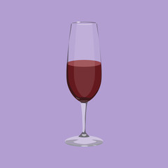 Glass with wine. Red wine. Abstract concept, icon.