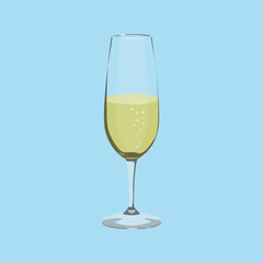 Glass with wine. White wine. Abstract concept, icon.