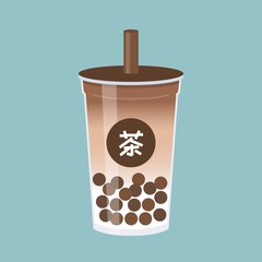 Bubble tea or Pearl milk tea vector illustration