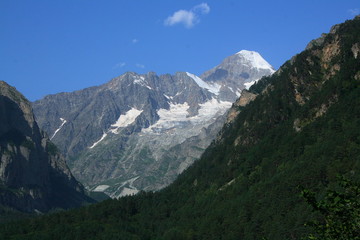 Fototapeta na wymiar Caucasus. Ossetia. Gorge Tsey. Mount Wilpat.