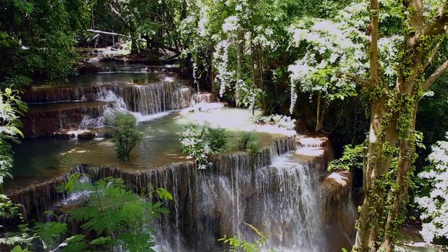 travel tropical forest waterfalls at Thailand